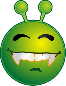 Smiley green alien lipbite