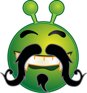 Smiley green alien mustache
