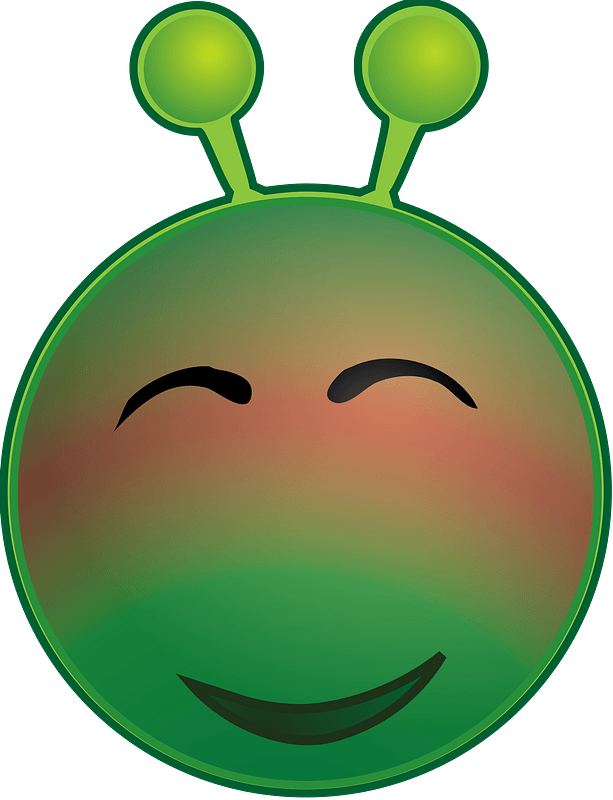 Smiley green alien red
