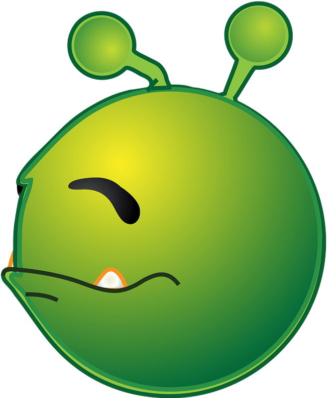 Smiley green alien satisfied