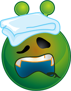 Smiley green alien sick