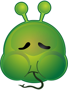 Smiley green alien sickoff