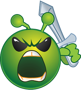 Smiley green alien sword
