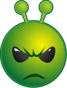 Smiley green alien unhappy