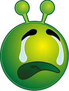 Smiley green alien weep