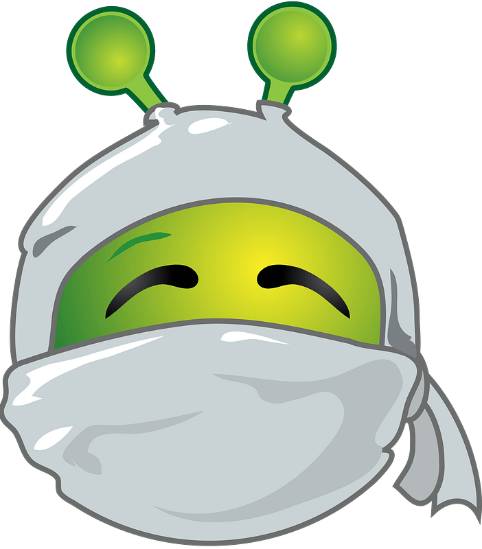 Smiley green alien white ninja