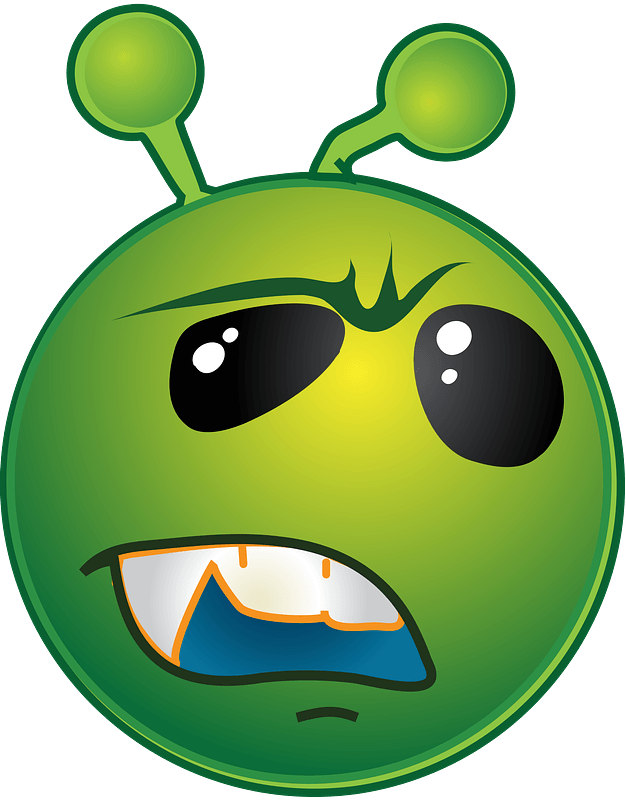 Smiley green alien why