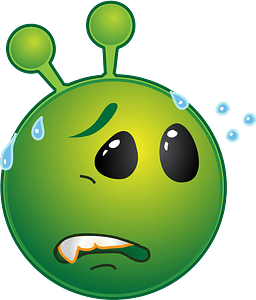 Smiley green alien worried