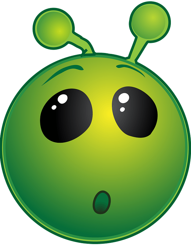 Smiley green alien wow