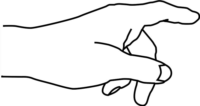 Hand with pointing finger - outline