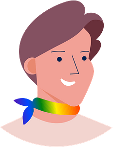 Man with rainbow scarf