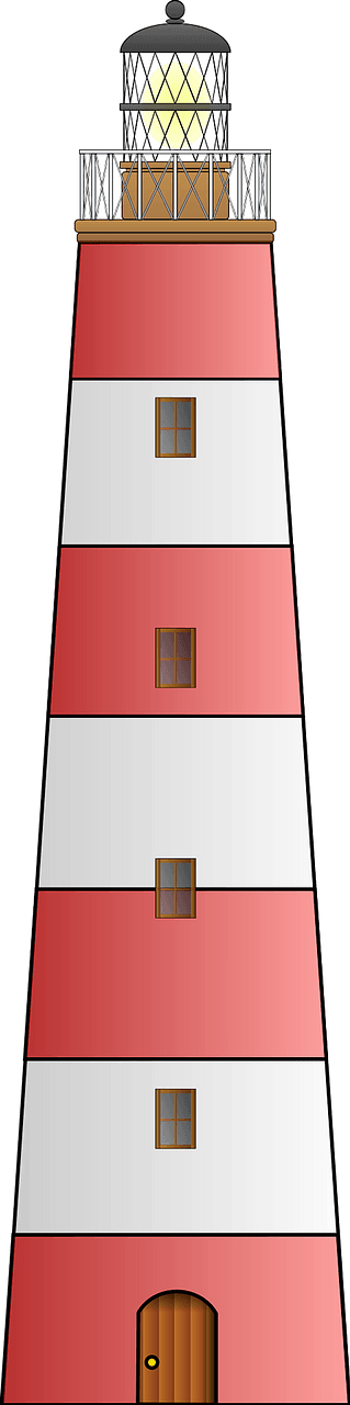 Red and White Horizontal Stripe Lighthouse