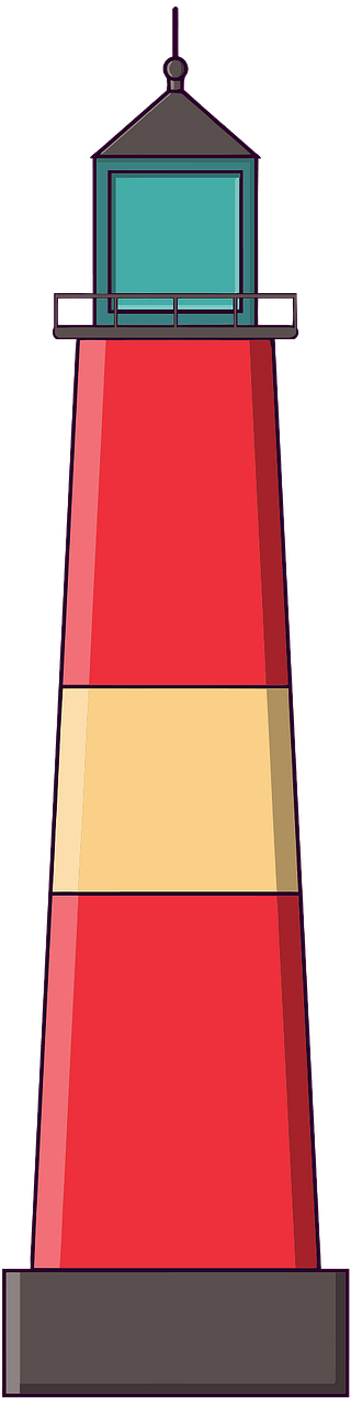 Red Lighthouse with a Tan Stripe