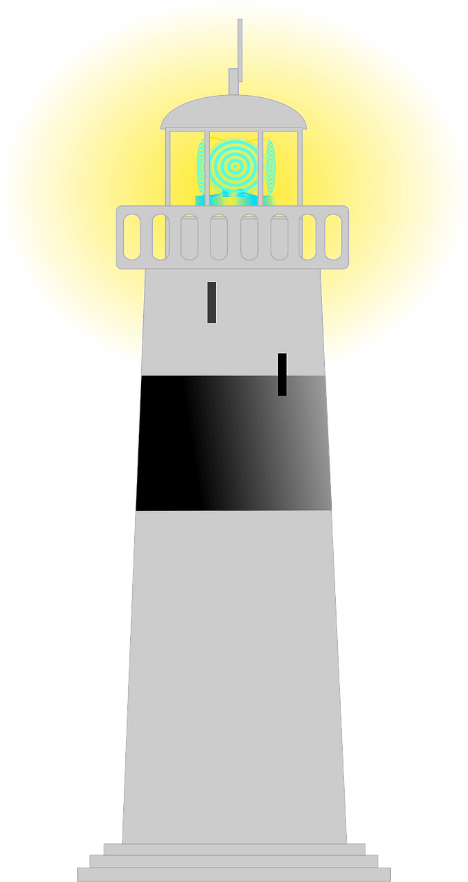 White Lighthouse with One Black Stripe