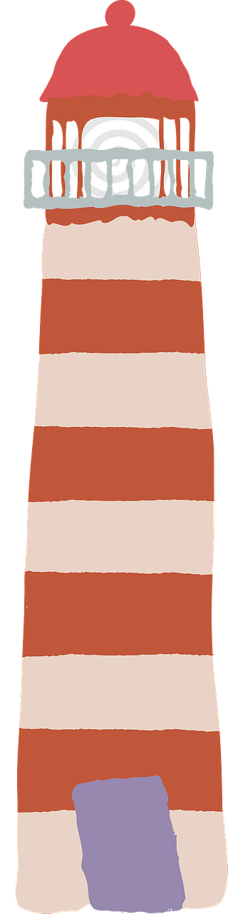 Crooked Red and White Horizontal Stripe Lighthouse