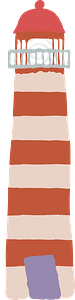 Crooked Red and White Horizontal Stripe Lighthouse