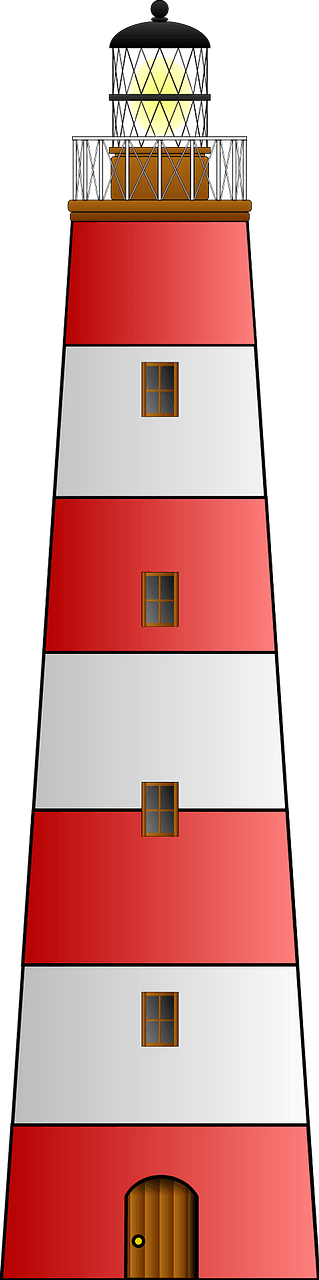 Red and White Horizontal Stripe Lighthouse
