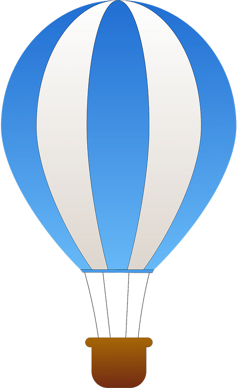 Blue and White Vertical Striped Hot Air Balloon