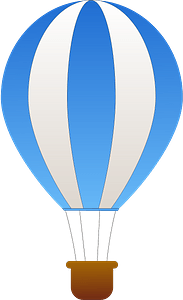Blue and White Vertical Striped Hot Air Balloon