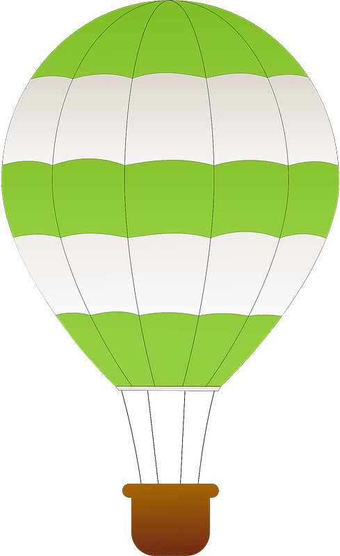 Green and White Horizontal Striped Hot Air Balloon