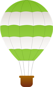 Green and White Horizontal Striped Hot Air Balloon