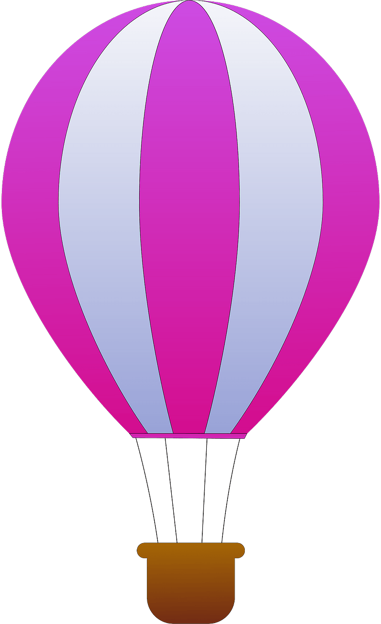 Pink and White Vertical Striped Hot Air Balloon