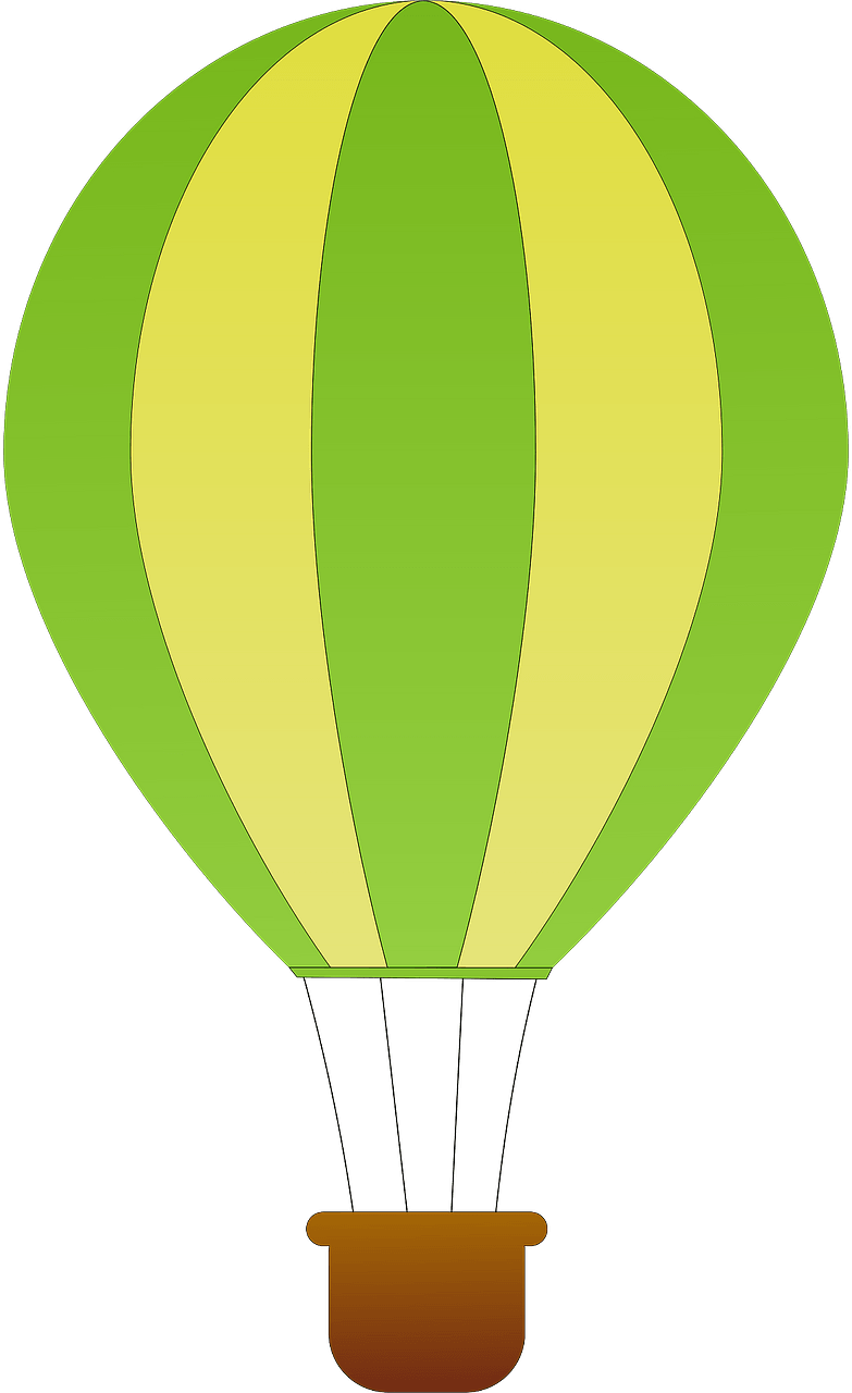 Green and Yellow Vertical Striped Hot Air Balloon
