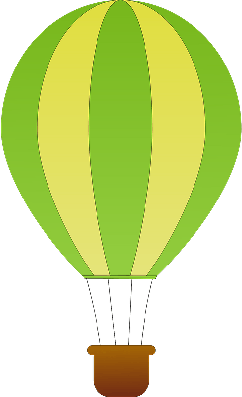 Green and Yellow Vertical Striped Hot Air Balloon