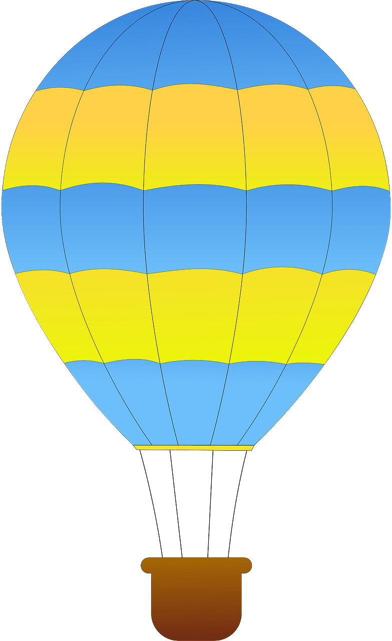 Blue and Yellow Horizontal Striped Hot Air Balloon