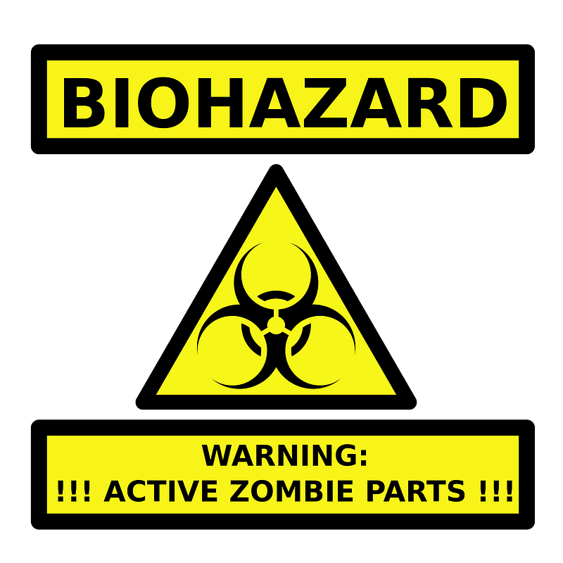 Zombie parts warning label
