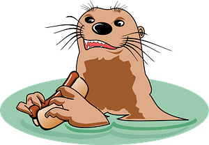 Otter with hotdog