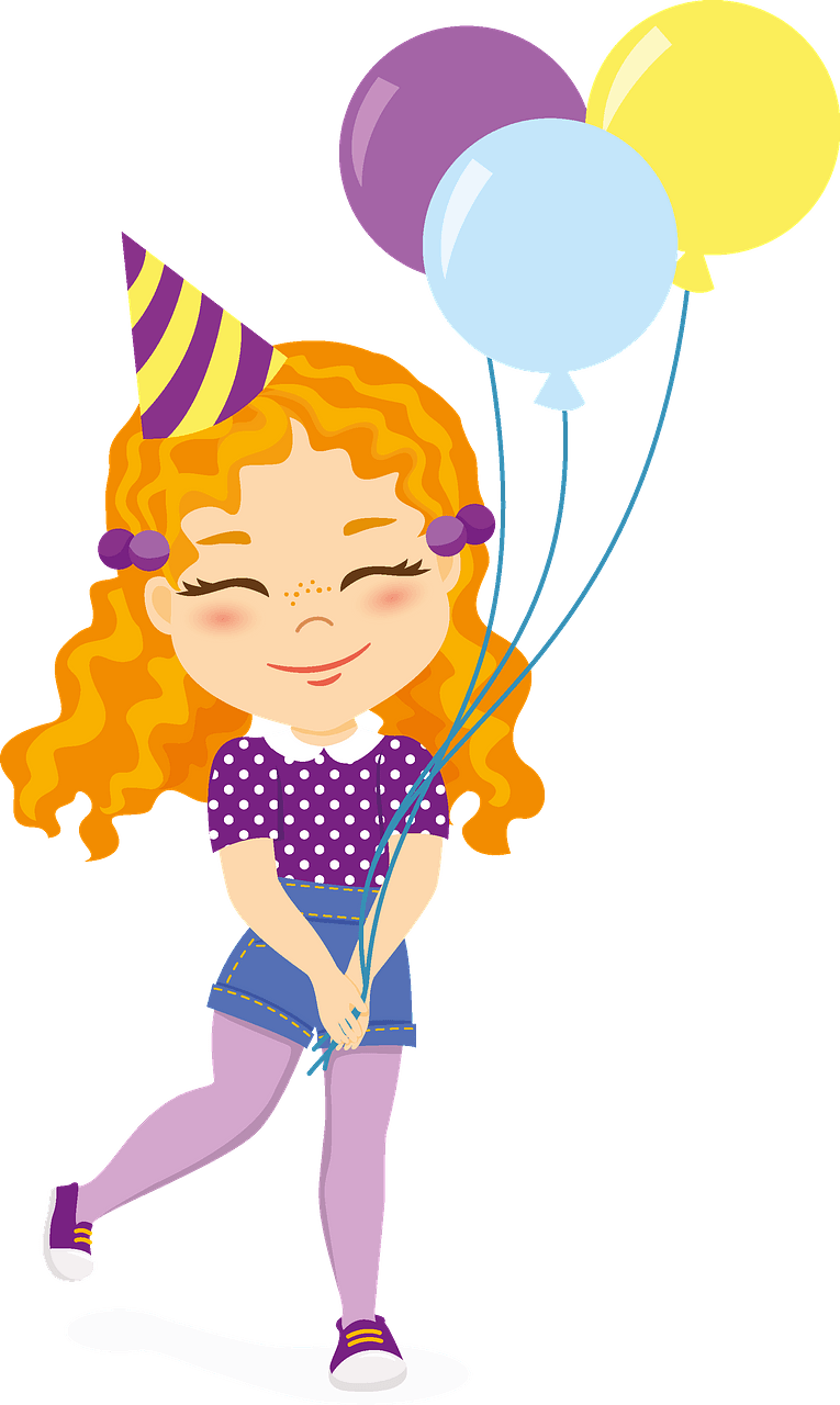 Birthday girl with balloons