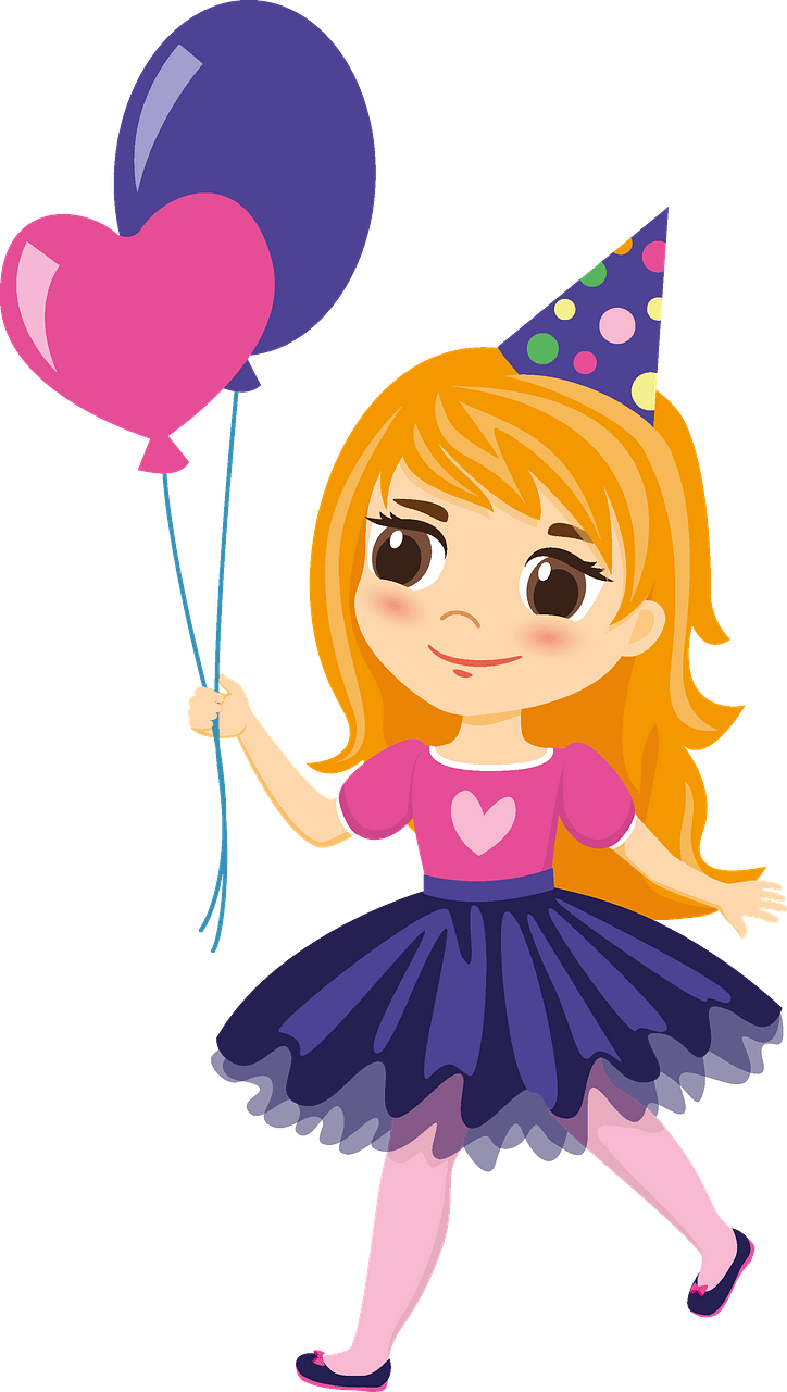 Birthday girl with balloons
