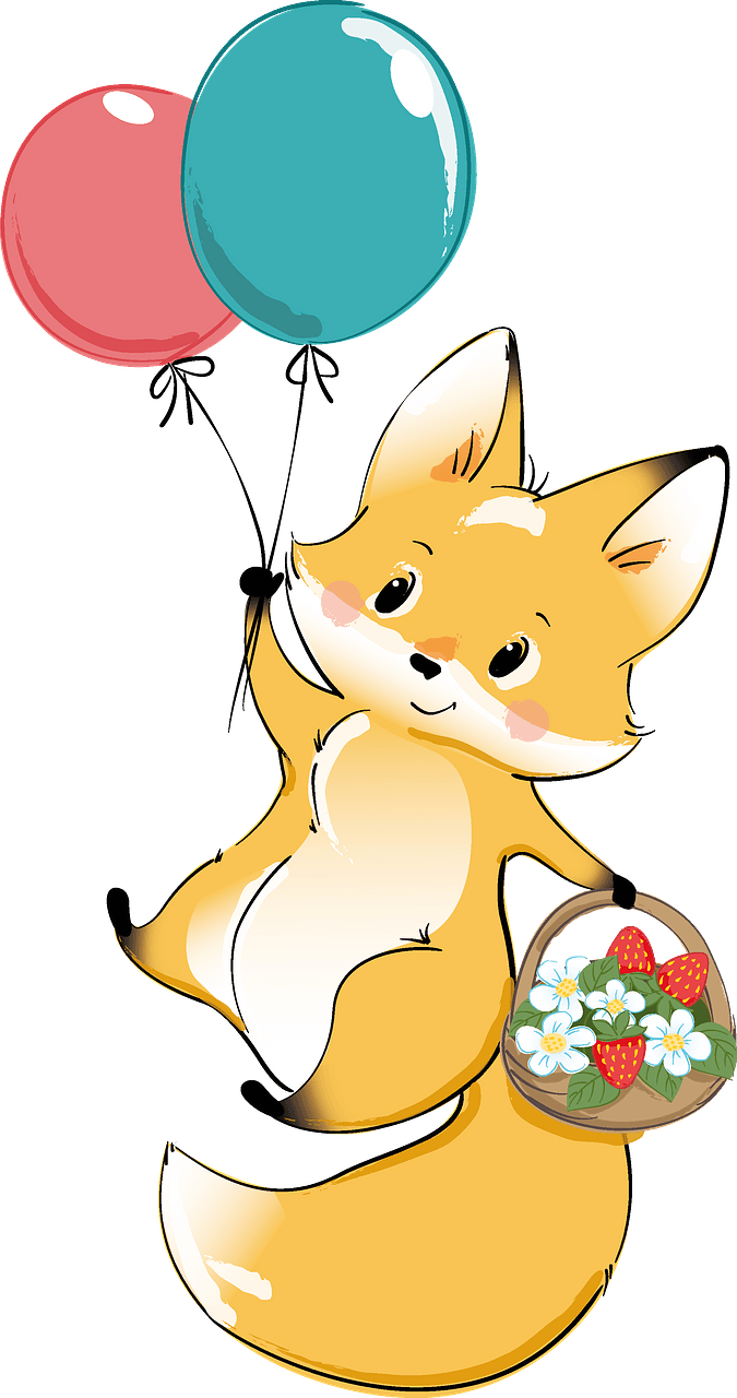 Cute fox with balloons