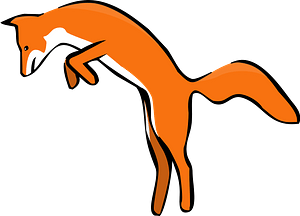 Leaping red fox