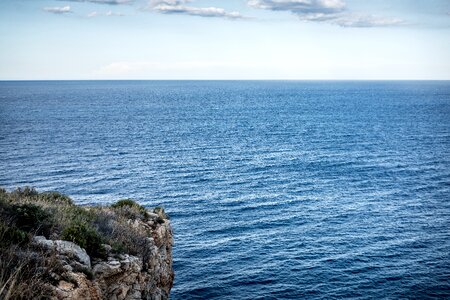 Turquoise waters of mediterranean sea with cliffs