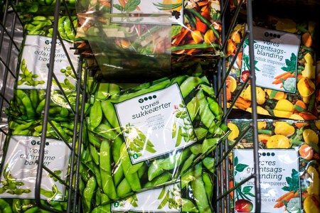 Frozen peas in a supermarket photo