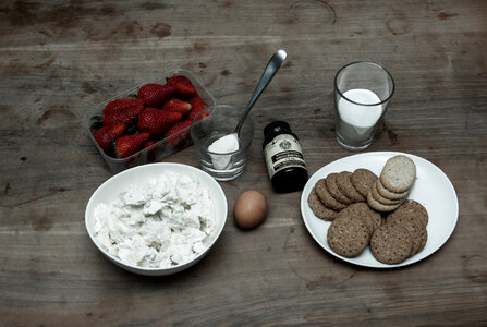 Ingredients for Homemade Cheesecake with Strawberries photo