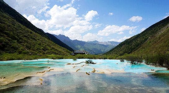 Landscape of Goddess Lake in Jiuzhaigou in Sichuan, China photo