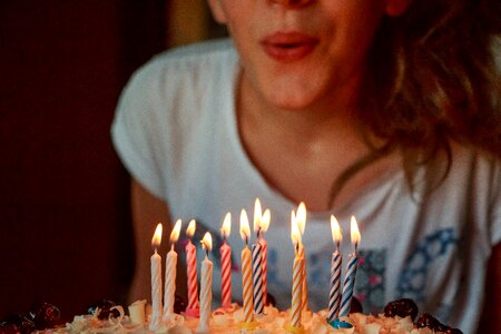 Girl with Birthday Cake photo