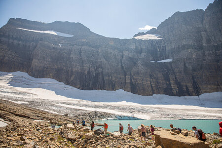 People hike toward Grinnell Glacier photo