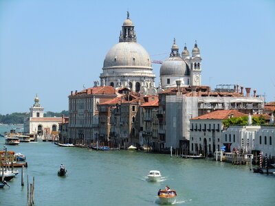 Grand Canal with gondola in Venice, Italy photo