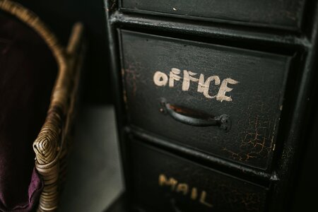 Black Office Desk Vintage photo