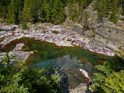 clear water in the rugged mountain river outdoors photo
