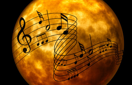 Music Notes over the moon