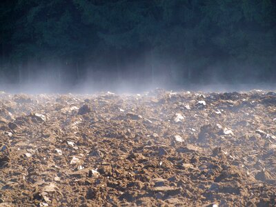 Plowed field steam