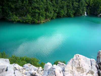 Blue-Green waters of Plitvice Lakes National Park, Croatia photo