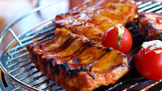 Barbecue peeling ribs meat photo