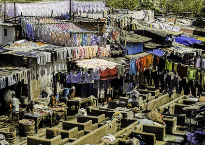 Washing clothes factory in Mumbai, India photo