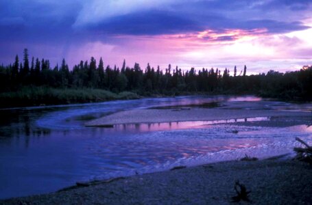 Lilac river sunset